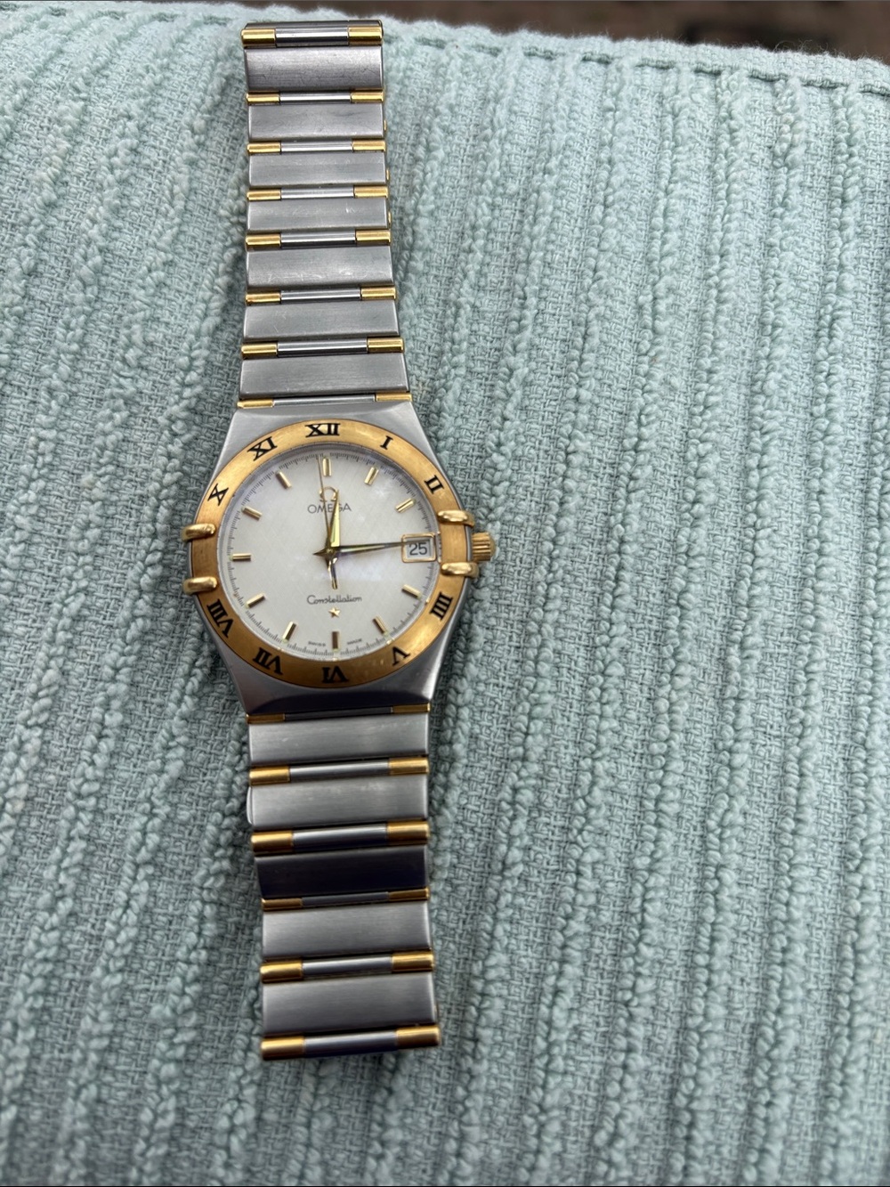 Omega Two-Tone Silver and Gold Bracelet Watch (Back View)